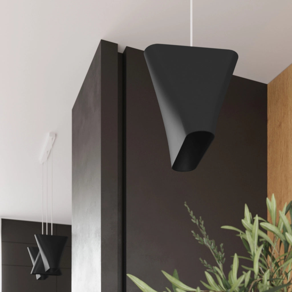 Lampada a sospensione nera trapezoidale Fioran E27 15W
