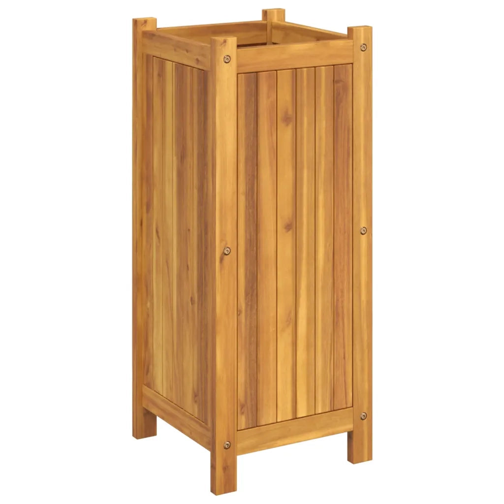 Fioriera Giardino con Rivestimento 31x31x75 cm Massello Acacia 366432
