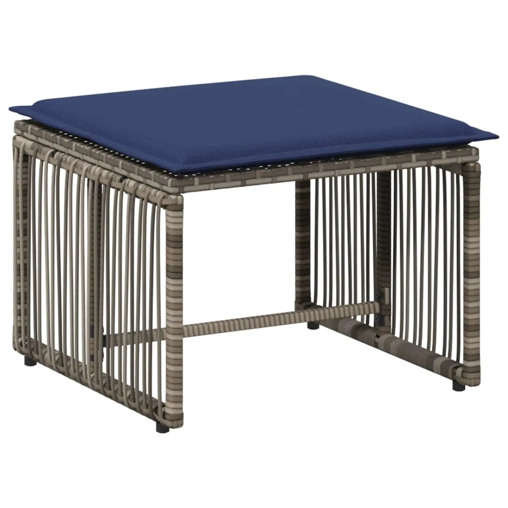 Set di Mobili da Esterno 11 pcs Grigio e Blu Navy polyrattan 42025154