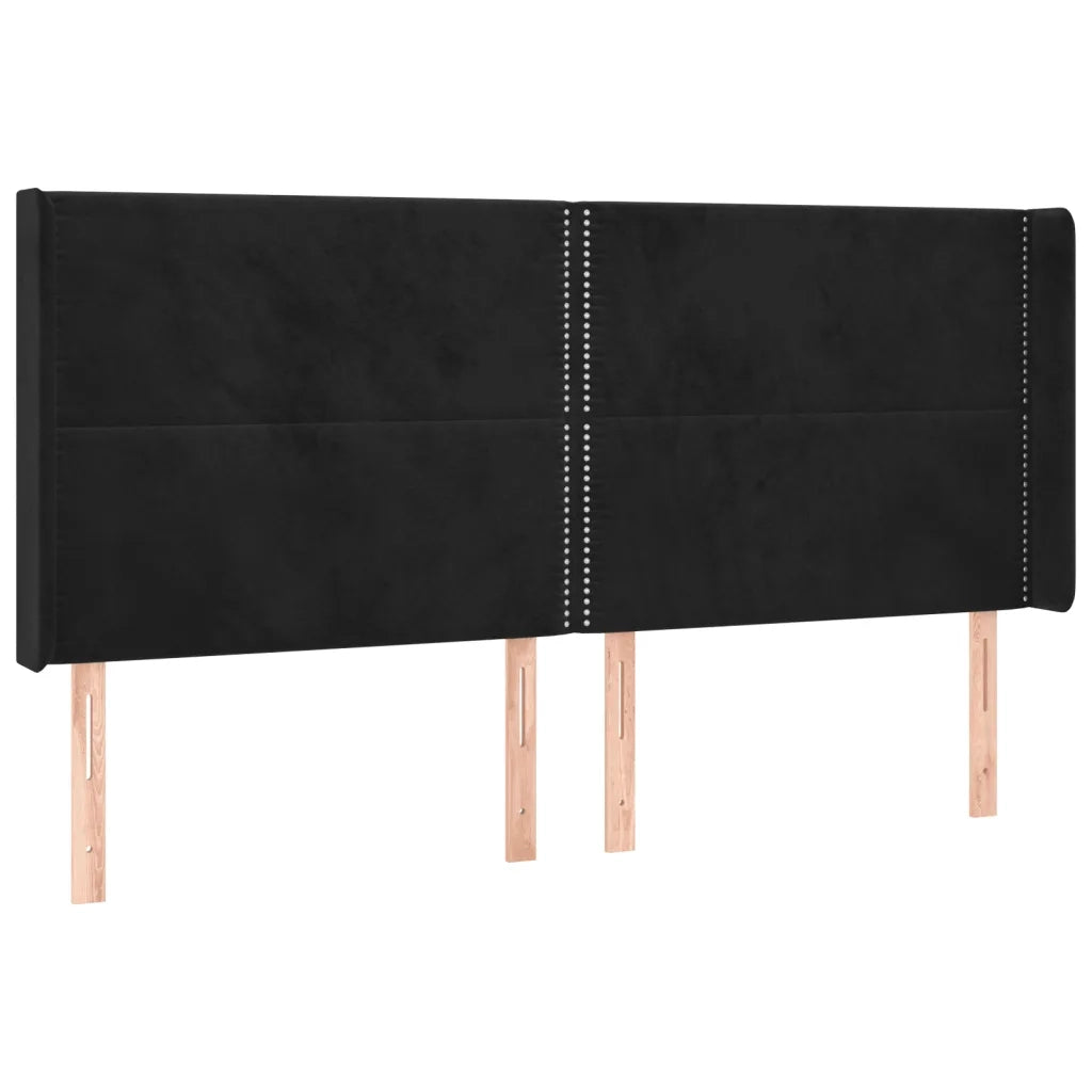 Testiera ad Orecchio-Testata con Orecchie Nera 203x16x118/128 cm in Velluto 507672