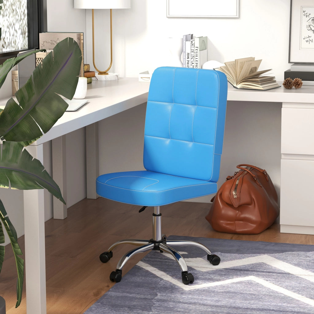 Sedia da Ufficio Girevole in Similpelle ¨C zephmum ¨C Blu, Regolabile 45x59x90-100 cm