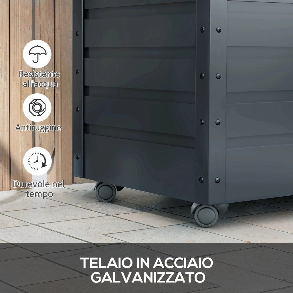 Baule da Giardino ¨C zephmum ¨C Grigio Scuro Acciaio Zincato 100x62x65