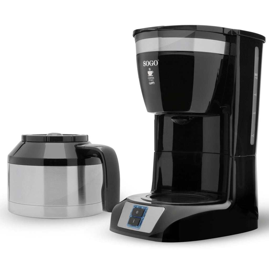 Macchina caffè elettrica a goccia, capacità 1 litro 10 tazze, caraffa acciaio inox antiscottatura 800W - SOGO