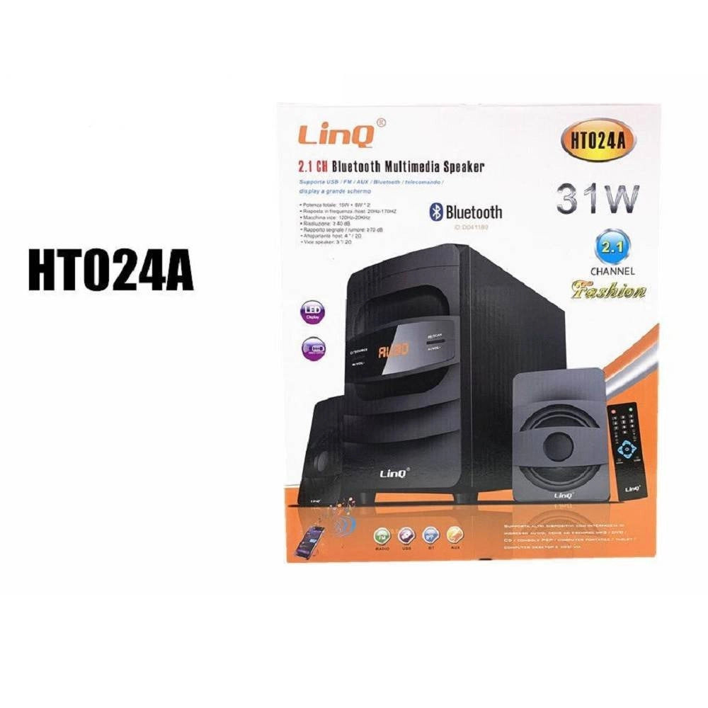 Trade Shop - Sistema Home Theater 2.1 Cassa Bluetooth Speaker 31w Multimedia Telecomando Ht024a -