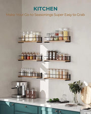 Set a muro per organizzatore di cucina a muro a doppia sezione per erbe, erbe, pentole e accessori da cucina, 40x9x7cm