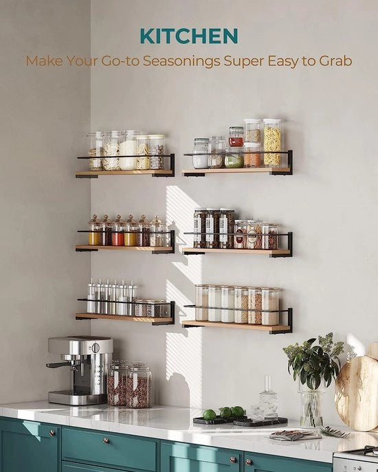 Set a muro per organizzatore di cucina a muro a doppia sezione per erbe, erbe, pentole e accessori da cucina, 40x9x7cm