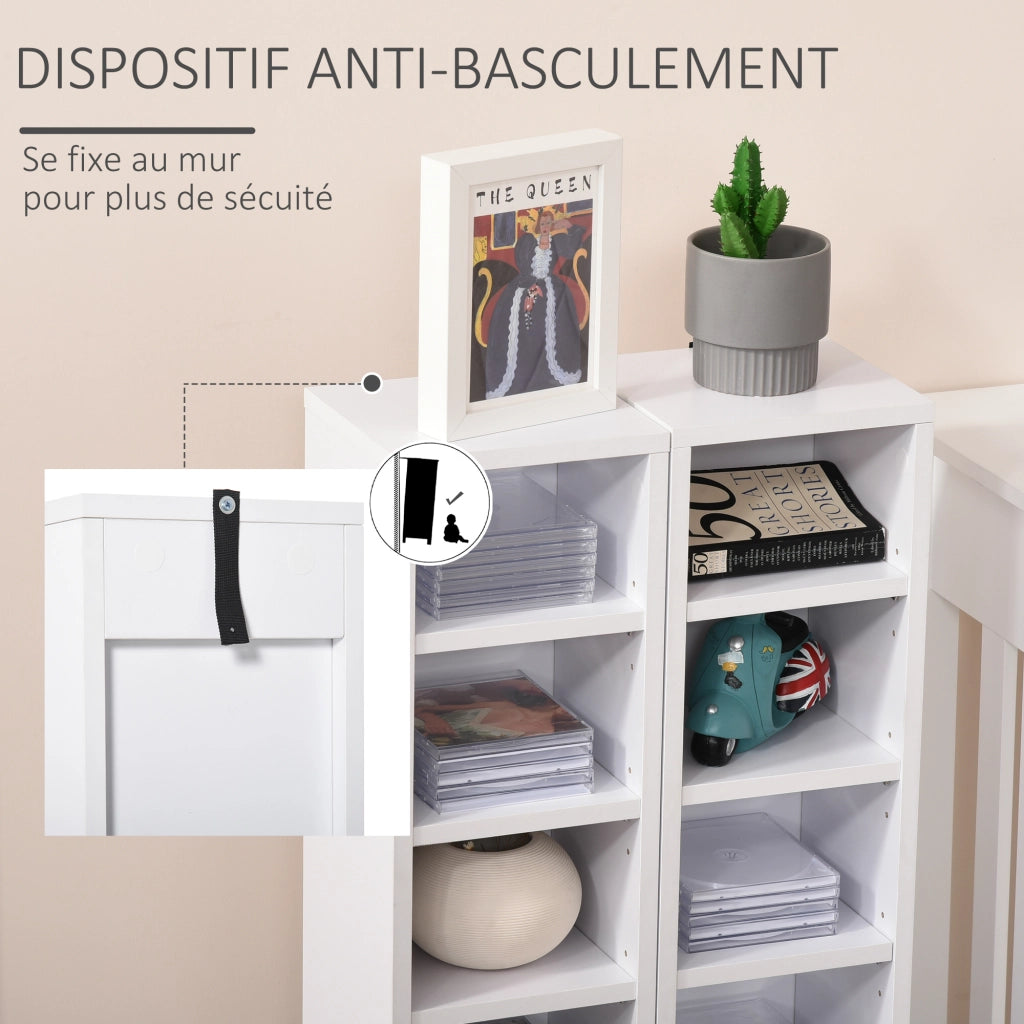 Armadio da parete per CD e DVD ¨C zephmum ¨C 6 + 6 compartimenti 21x22.5x88.5 cm bianco