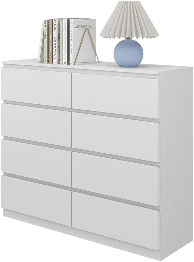 Cassettiera Calisto, Bianco, 39 x 101.5 cm, per riporre abiti e oggetti di uso quotidiano