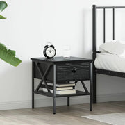 vidaXL Comodino con cassetto Rovere nero 40 x 42 x 45 cm