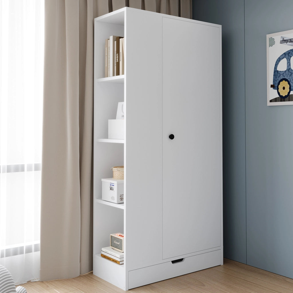 Armadio guardaroba a un'anta con ripiani regolabili 70x40x170 cm; bianco