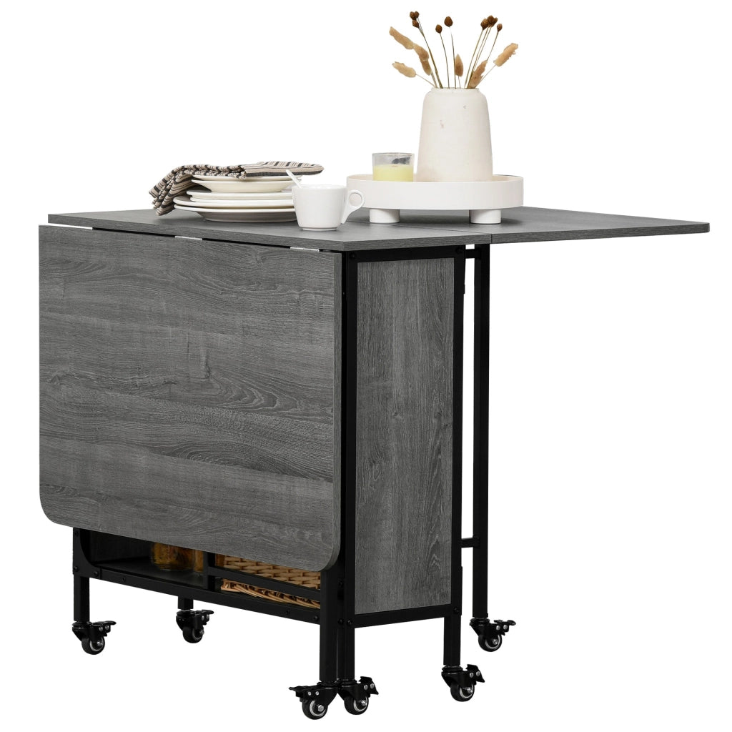 Tavolo Salvaspazio Pieghevole a 2 Ribalte per 6 Persone 130x80x74 cm Grigio