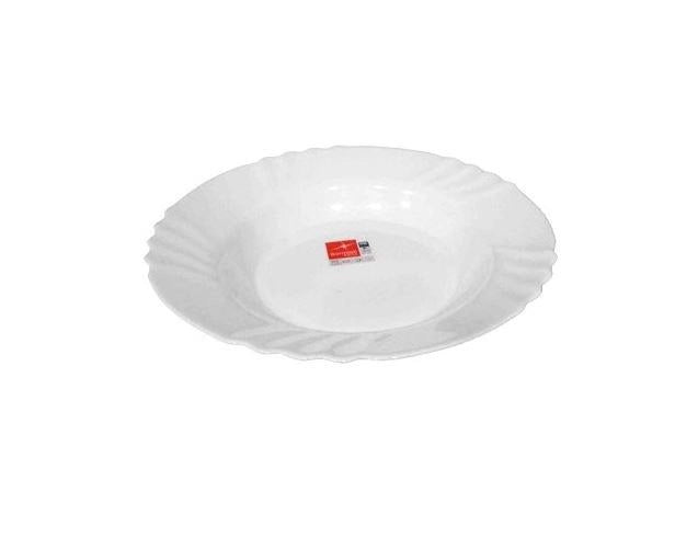 BORMIOLI PIATTO FONDO IN CERAMICA BIANCO LAVORATO SIMIL FIORE 23 CM OKX