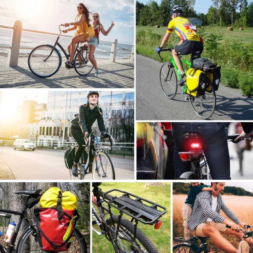 Hauler - Portapacchi Posteriore per Bici MTB da Reggisella Rack Universale con Catarifrangente in Metallo Nero