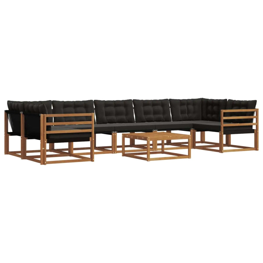 Set di divani da esterno con cuscino 8 pcs Naturale e Nero 3369279