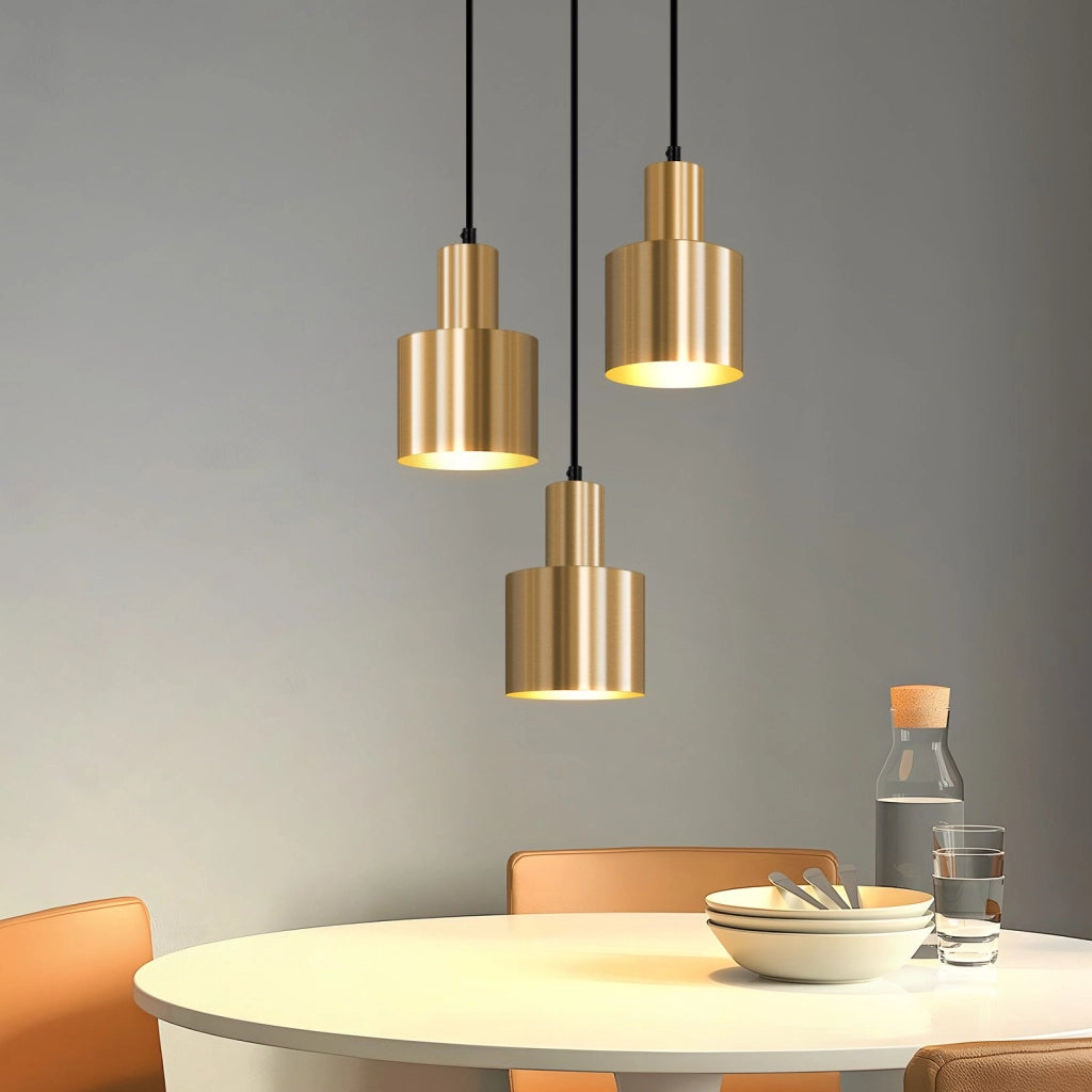 Lampada a sospensione ZMH sala da pranzo 3 fiamme oro E27 lampada a sospensione metallo camera da letto corridoio