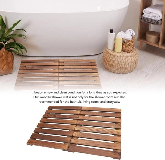 Decoupe in legno per doccia pieghevole 59 x 412 cm multifunzionale per uso interno ed esterno panno per doccia e sauna