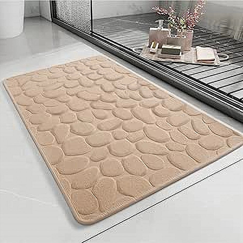 Trade Shop - Tappeto In Tessuto Tappetino Arredo Bagno Antiscivolo 50x80cm Effetto Sassi 79449 -