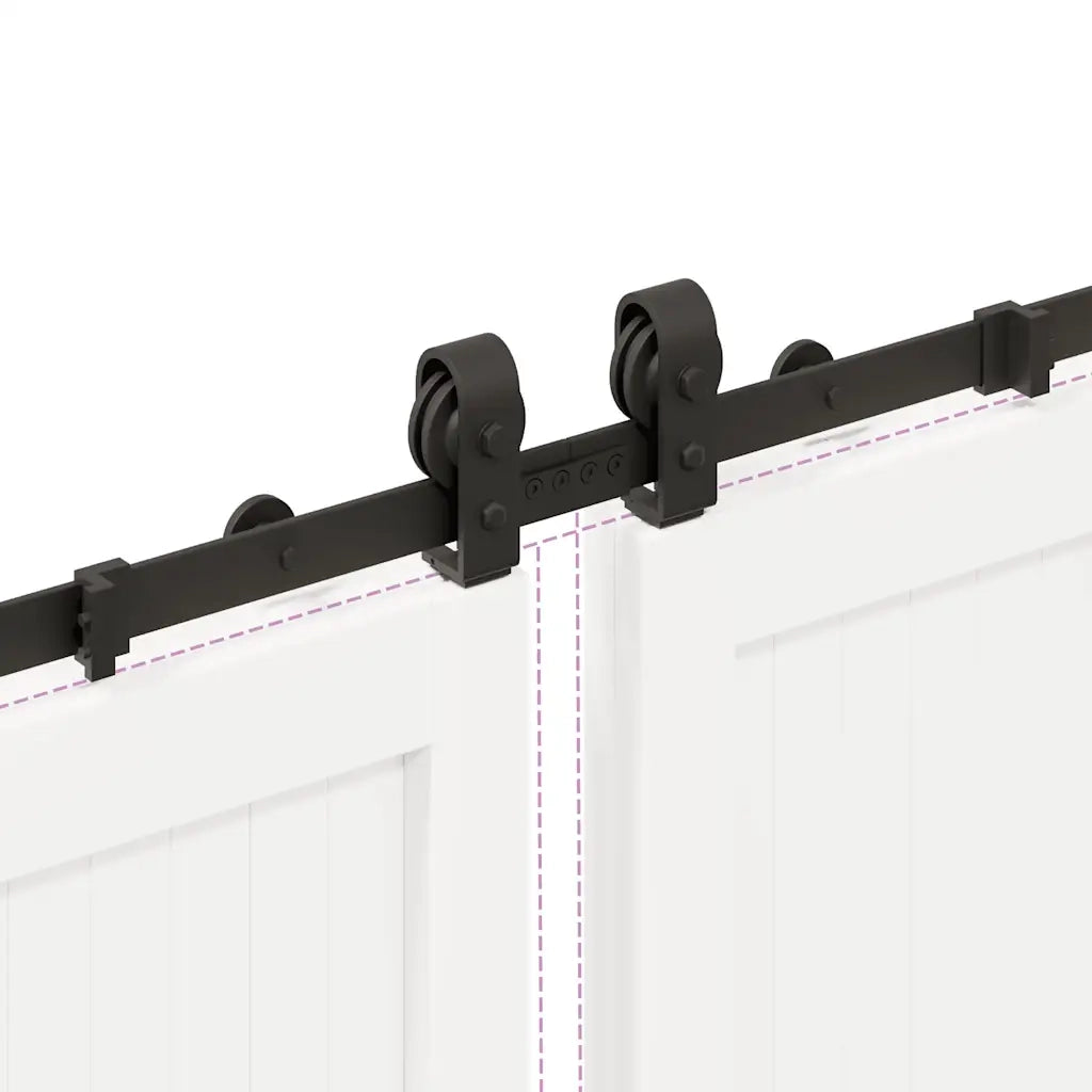 Kit di Binari per Porte Scorrevoli 366 cm Acciaio Nero CFW2387485