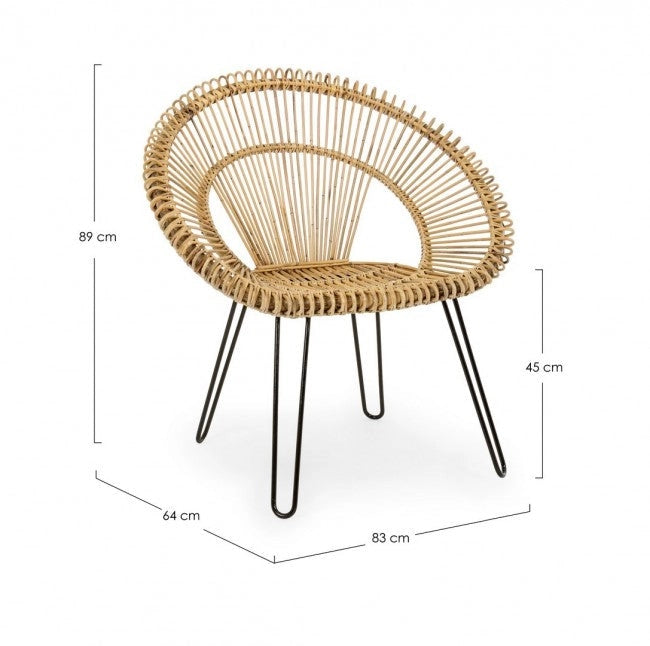 Set 4 Poltrone 83x64x89h cm Esteban Naturale