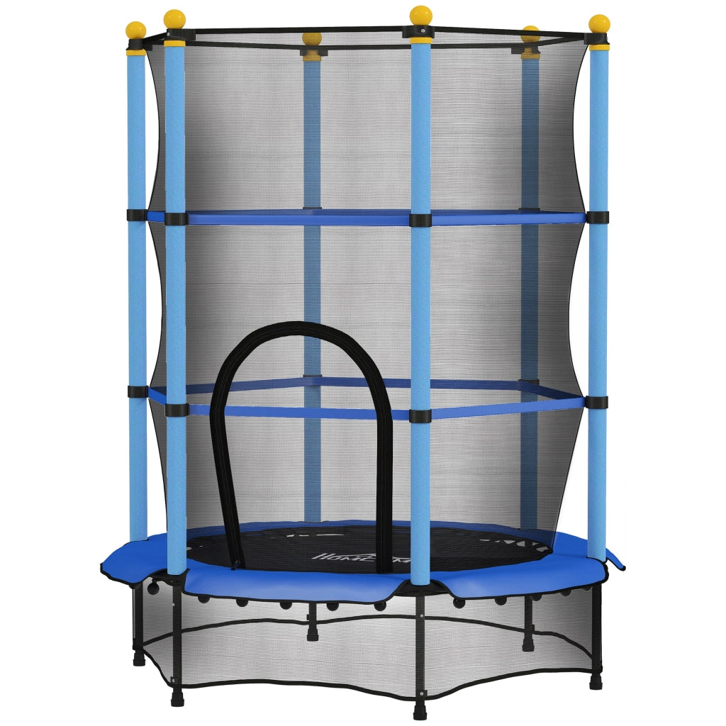Trampolino bambini ¨C zephmum ¨C Blu, ?140 cm, rete di sicurezza, interno ed esterno