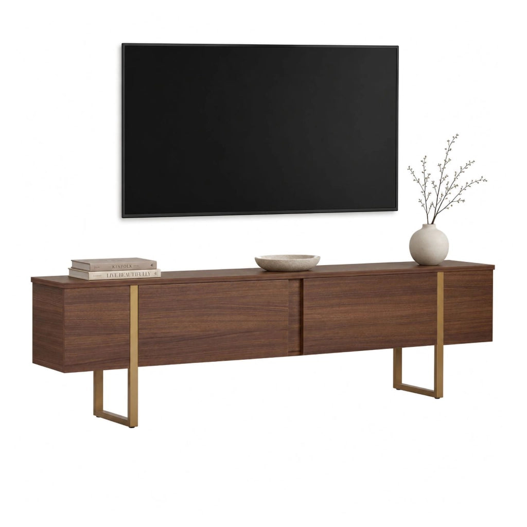 Abishia, Mobile Porta tv 2 Ante, 180x30x50h cm Marrone Quercia