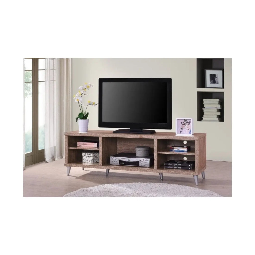 Mobile TV KONYA 140 cm con 5 vani colore sonoma - 142,5 x 45,5 x 40 cm