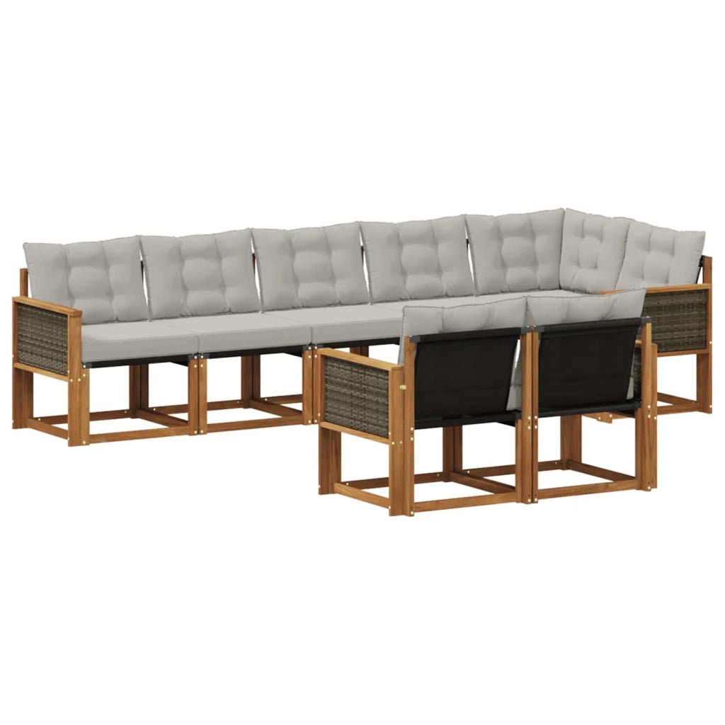 Set di divani da esterno 8 pz Naturale e Grigio Chiaro 3382027
