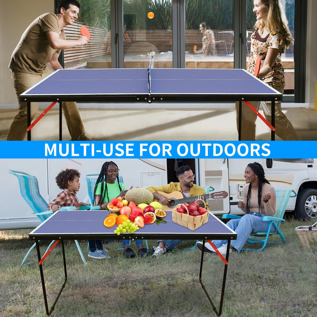 Tavolo da ping pong pieghevole 137，17x76，2 cm MDF blu per interno ed esterno con rete