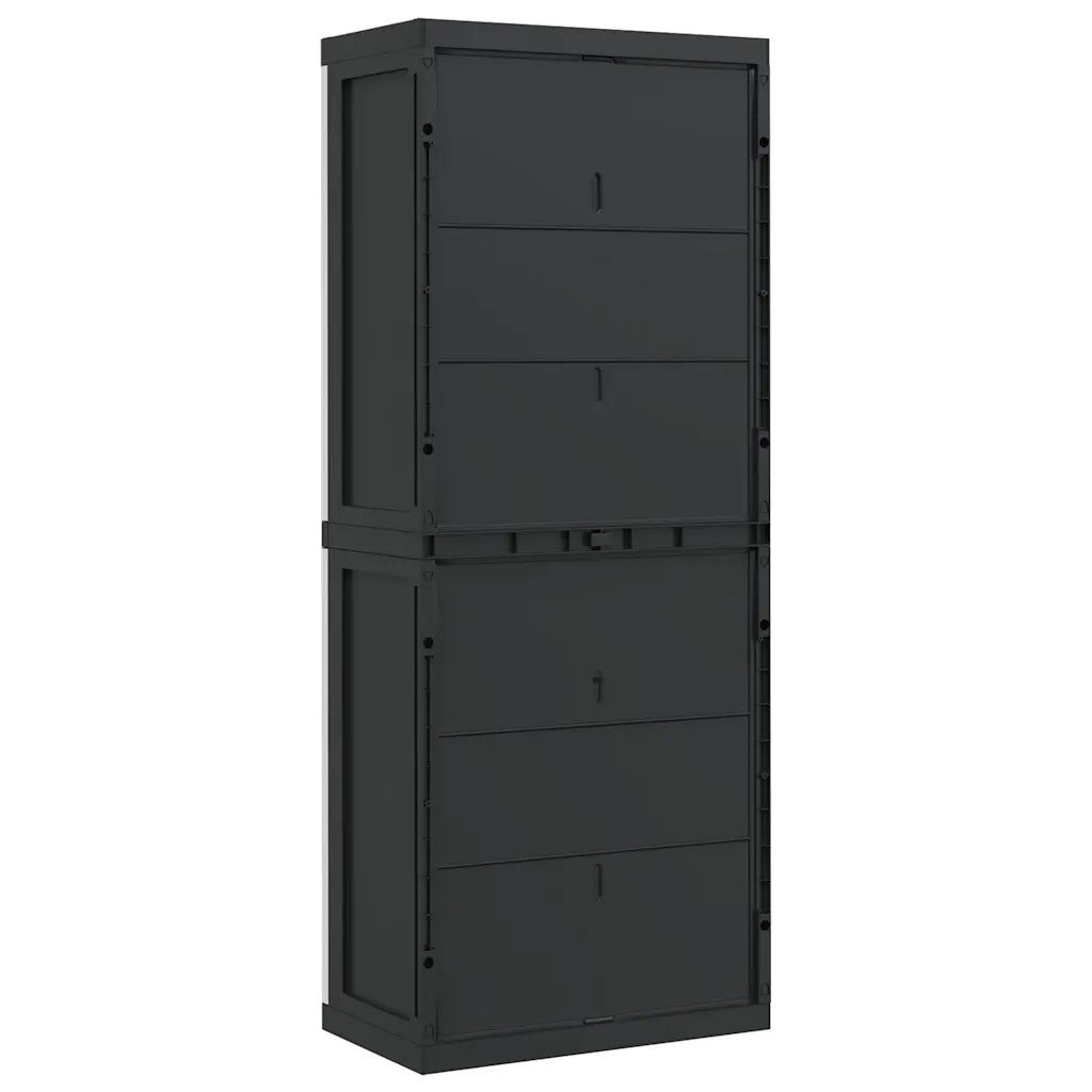 Armadio da Esterno Grigio e Nero 65x37x165 cm in PP