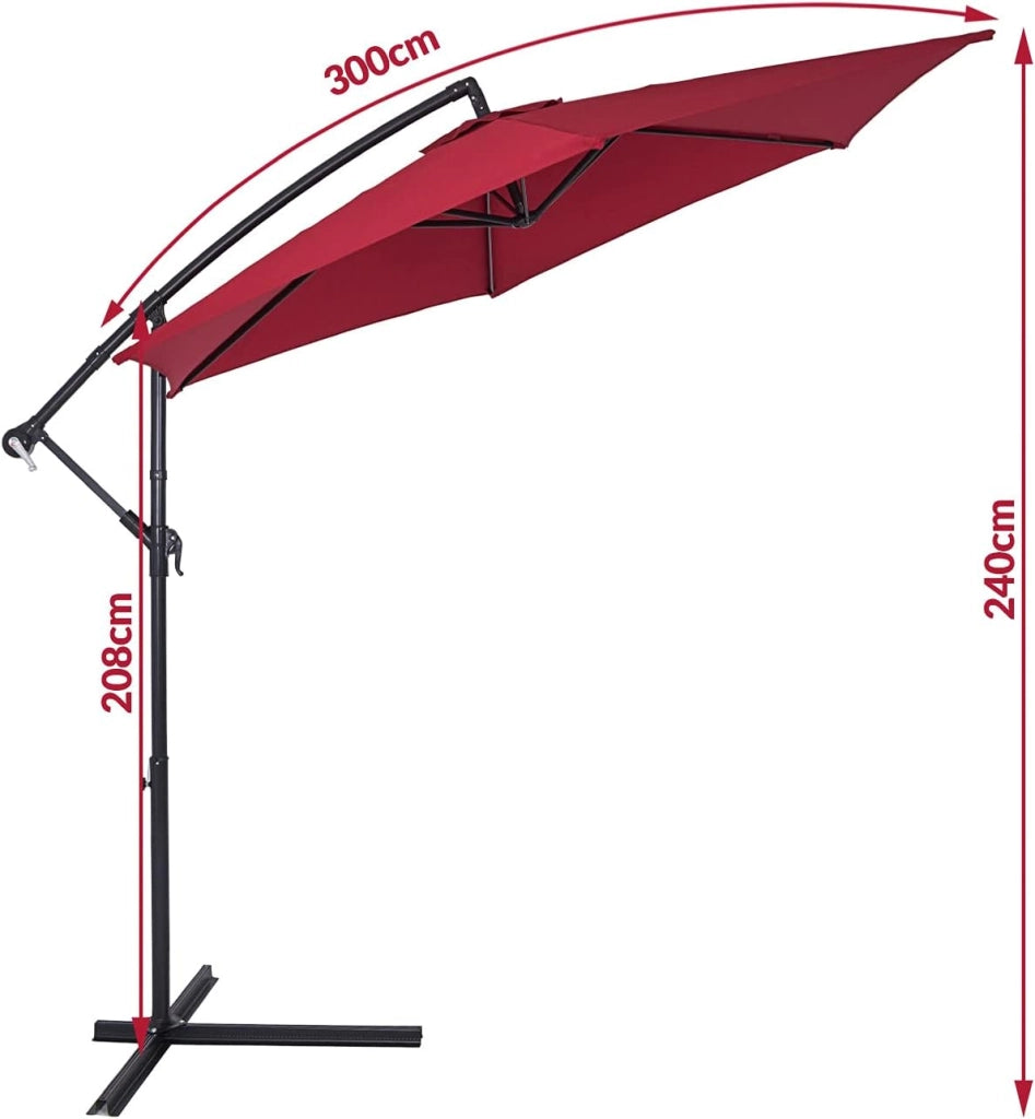 Ombrellone a Braccio Brazil Ø300cm UV50+ Manovella Idrorepellente Ombrelloni Giardino