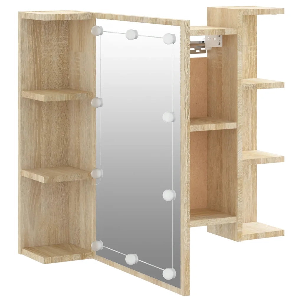 Mobile a Specchio con LED Rovere Sonoma 70x16,5x60 cm 808876