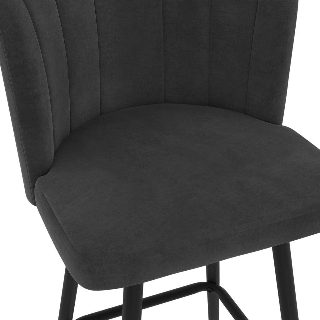 Set di 2 sgabelli a conchiglia ADELLA in velluto grigio antracite con gambe nere