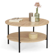 IDMarket - DETROIT mesa de centro redonda de doble tablero, 70 cm, diseño industrial