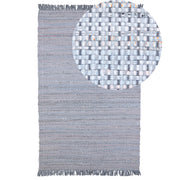 Tappeto di pezza in cotone grigio 140 x 200 cm con frangia rettangolare fatto a mano Boho
