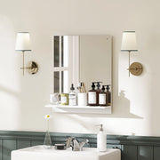 Specchio da bagno 50x14x60 cm con ripiano integrato in acrilico bianco