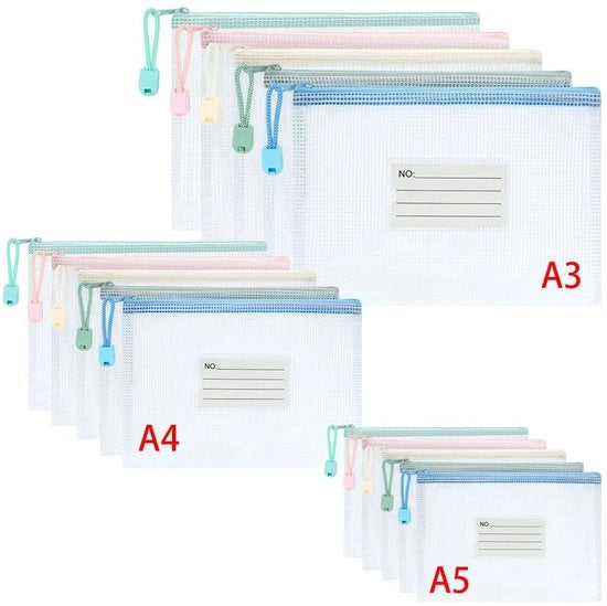 Documenti A3+A4+A5, 15 raccoglitori con etichetta, sacchetti impermeabili, raccoglitore in plastica, raccoglitore per scuola, ufficio, viaggi (bianco)