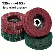 Scudetto a 8 facce in nylon con fibra di 125 mm. Adatto per lo spazzolamento rotativo di metallo e legno.