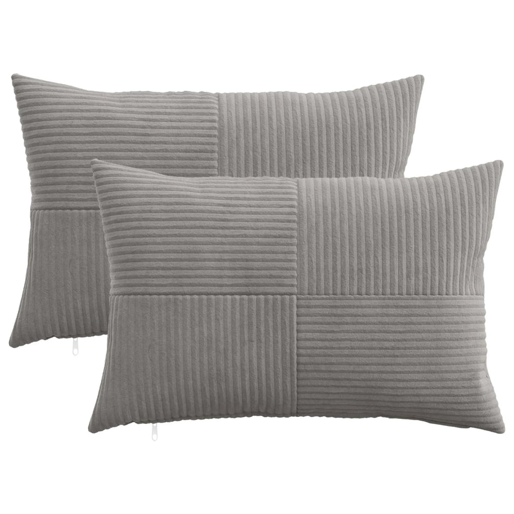 Federa 2 pcs ALMELO Grigio Chiaro 30 x 50 cm corduroy 913957
