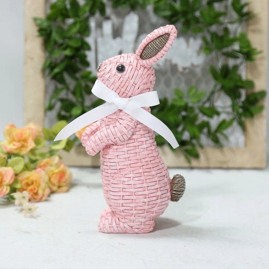 Koniglino rosa in stazione, decorazione di Pasqua per giardino, decorazione per una festa a casa, koniglino rosa in piedi, adatto sia per interni che per esterni.