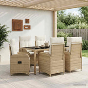 Set da pranzo per esterni 7 pz Beige e Bianco Crema polyrattan 3422341