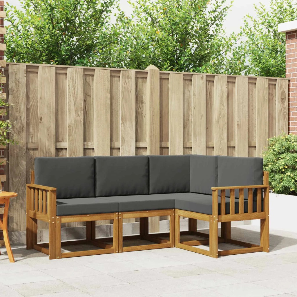 Set di divani da esterno con cuscino 4 pcs Naturale e Antracite