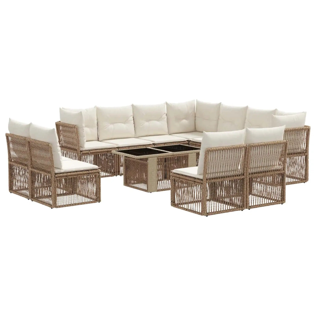 Set Divano da Giardino 12 pz Beige polyrattan 3436488
