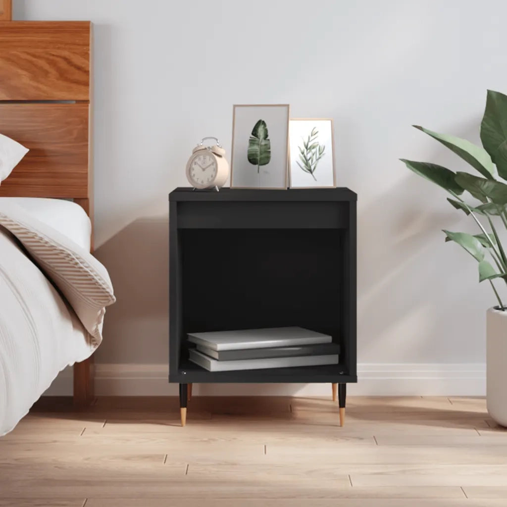 Comodino | Armadio da Notte | Mobiletto da notte Nero 40x35x50 cm in Legno Multistrato