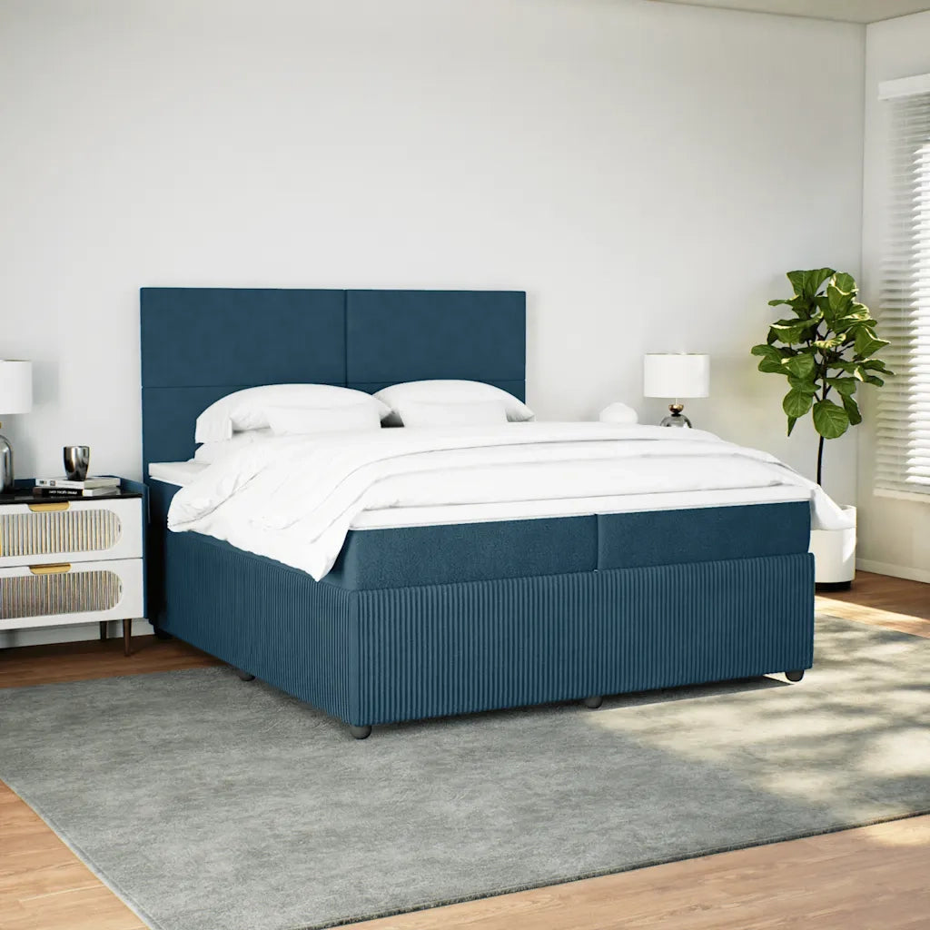 Giroletto a Molle con Materasso Blu Scuro 200x200 cm in Velluto