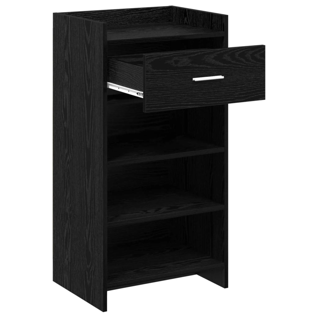 Mobile per scarpe con cassetto Rovere Nero 48 x 36 x 92 cm 8011348