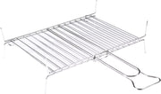 Griglia per Barbecue, Graticola in Acciaio cromato con Manico, Barre Verticali Lisce, Apribile e richiudibile 50x35cm 21 barre