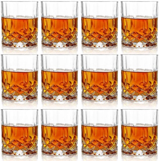 Whisky 300 ml - 12 pezzi - Vetro cristallo senza rame - Resistente alla lavastoviglie - Elegante design - Ideale per gli amanti del whisky - Bicchiere per acqua