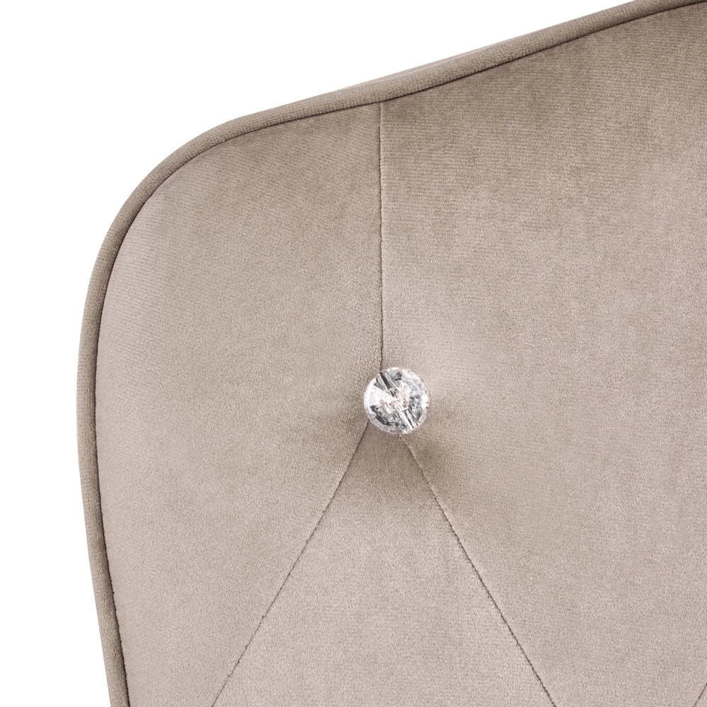 Sedia da ufficio in velluto tortora con seduta e schienale regolabili in altezza base completamente girevole stile glamour per l'ufficio domestico