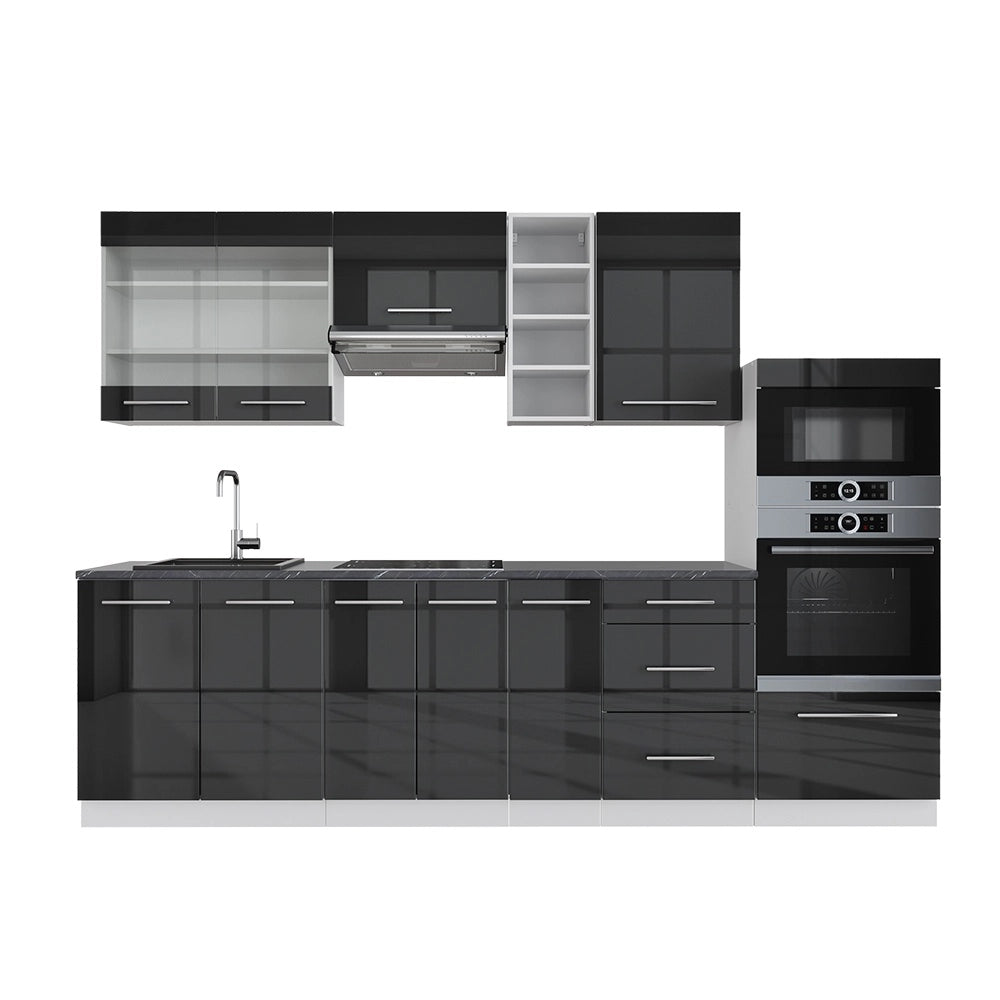Cucina componibile Fame-Line Antracite lucido/Bianco 280 cm, PL Antracite Vicco