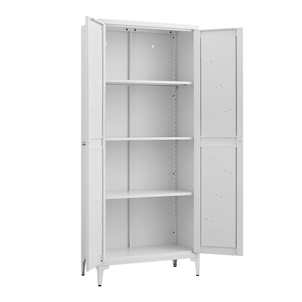 Armadio di stoccaggio 2 ante ¨C Minimal ¨C bianco, metallo, ripiani regolabili, multiuso